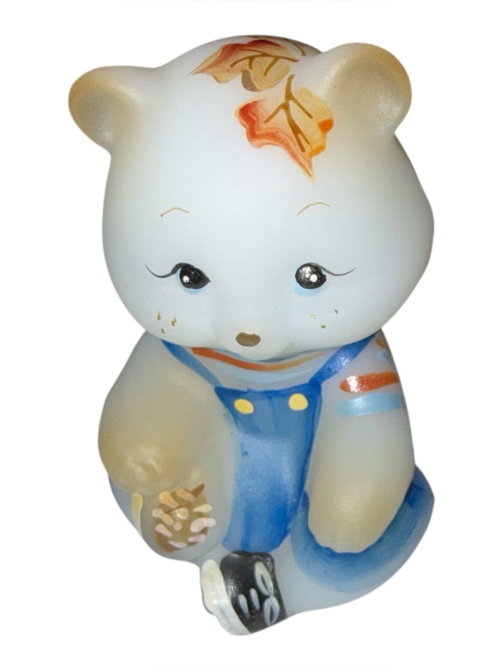 Fenton Art Glass Farmer Bear Limited Edition Artistโ Signed 97/250